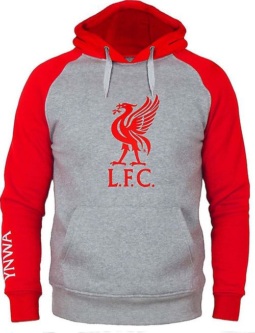 Felpa Uomo Grigia E Rossa Con Cappuccio Liverpool Moda/Uomo/Abbigliamento/Abbigliamento sportivo/Felpe/Felpe con cappuccio Il Distintivo - Pesaro, Commerciovirtuoso.it
