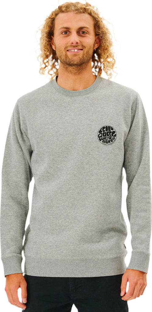 Felpa-Uomo-Grigia-Girocollo-Rip-Curl-Wetsuit-Icon-Felpa-Casual-in-100%-Pile-Di-Cotone