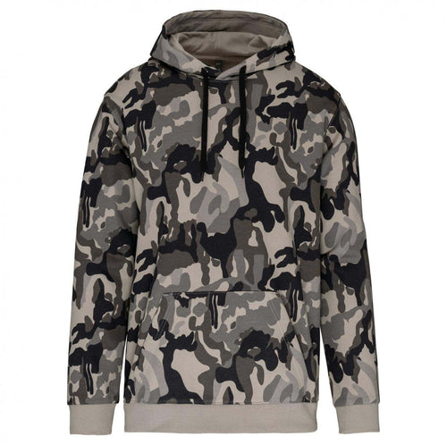 Felpa Uomo grigio Mimetico Felpa con Cappuccio Tascone Marsupio