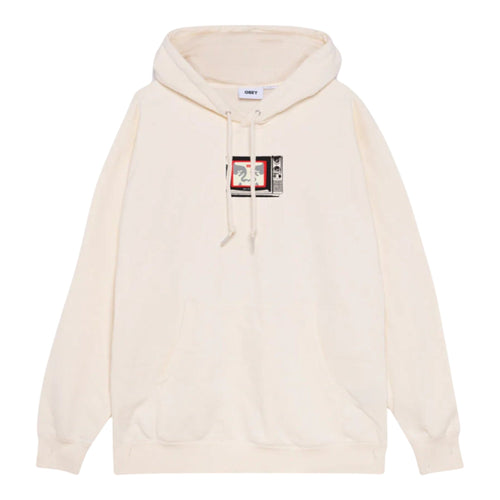 OBEY felpa uomo obey tv premium pullover fleece - unbleached da uomo