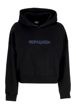 PROPAGANDA Felpa Cappuccio Corta Donna W Butterfly Croptop Hoodie Black da donna