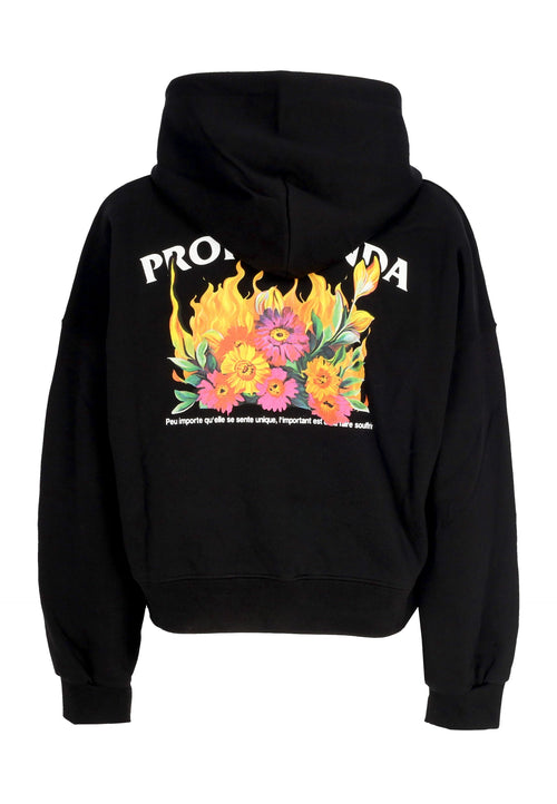 PROPAGANDA Felpa Cappuccio Corta Donna W Pyromantics Croptop Hoodie Black da donna