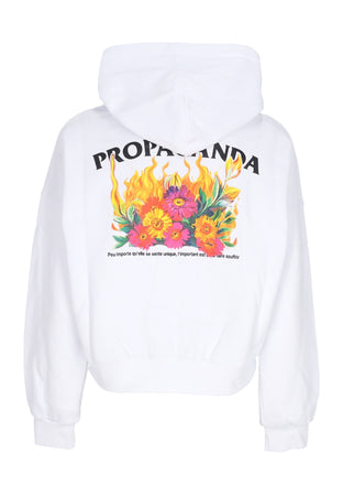 PROPAGANDA Felpa Cappuccio Corta Donna W Pyromantics Croptop Hoodie White da donna