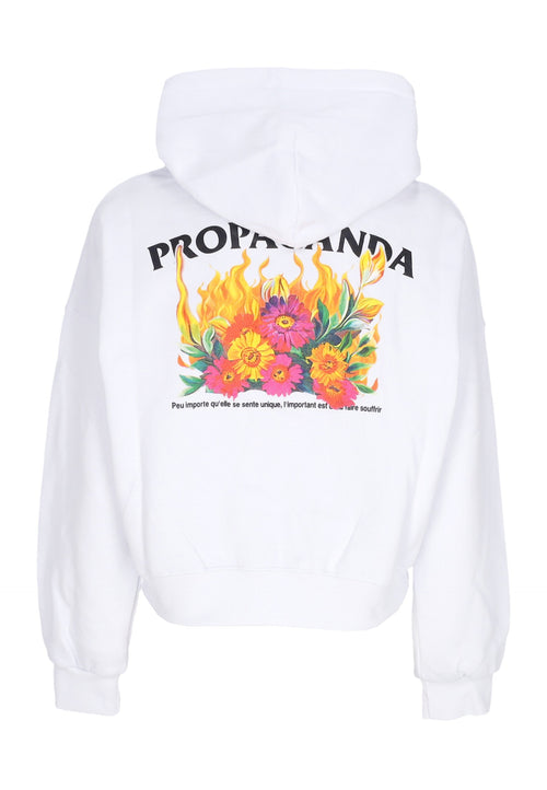 PROPAGANDA Felpa Cappuccio Corta Donna W Pyromantics Croptop Hoodie White da donna