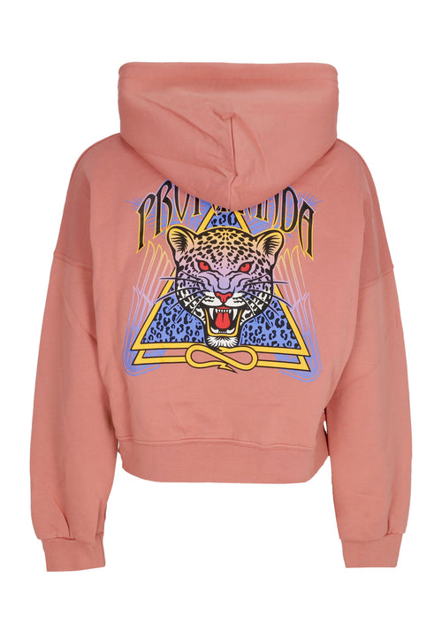 PROPAGANDA Felpa Cappuccio Corta Donna W Triangle Jaguar Croptop Hoodie Clay da donna