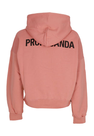 PROPAGANDA Felpa Cappuccio Corta Donna W Woman Logo Croptop Hoodie Clay da donna