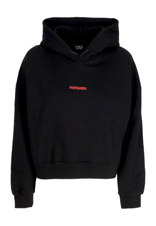 PROPAGANDA Felpa Cappuccio Corta Donna W Women Ribs Assault Croptop Hoodie Black da donna