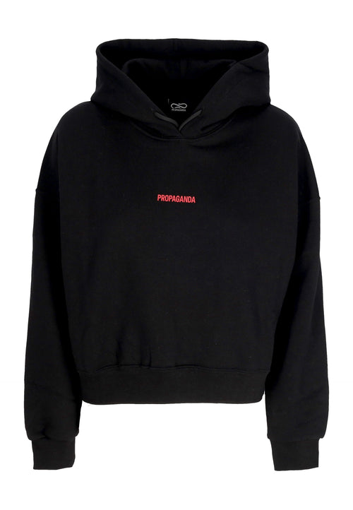 PROPAGANDA Felpa Cappuccio Corta Donna W Women Ribs Assault Croptop Hoodie Black da donna