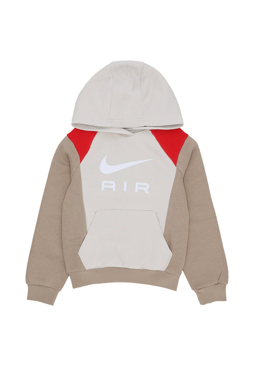 Nike Felpa Cappuccio Ragazzo Air Logo Hoodie Khaki/lt Orewood Brn/white da uomo