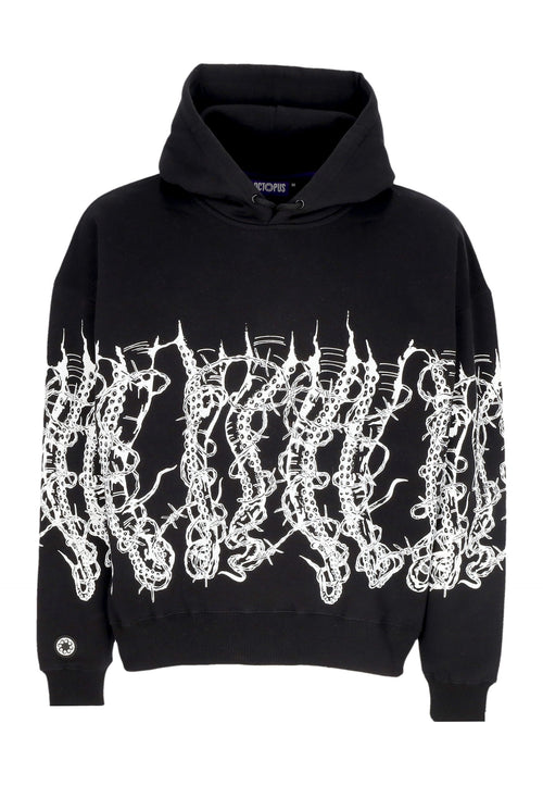 OCTOPUS Felpa Cappuccio Uomo Barbed Wire Hoodie Black da uomo