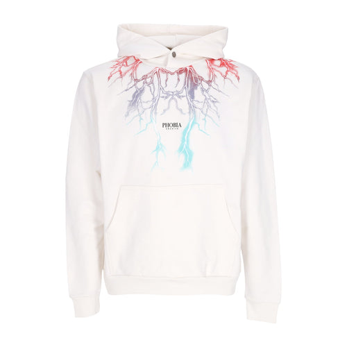 PHOBIA Felpa Cappuccio Uomo Bicolor Lightning Print Hoodie White da uomo