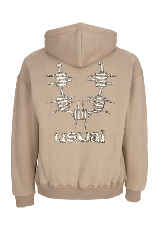 USUAL Felpa Cappuccio Uomo Bones Hoodie Black da uomo