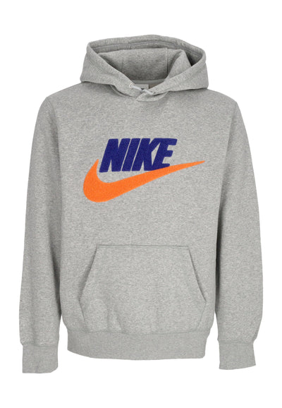 Nike Felpa Cappuccio Uomo Club Futura Hoodie Dk Grey Heather/lt Smoke Grey da uomo