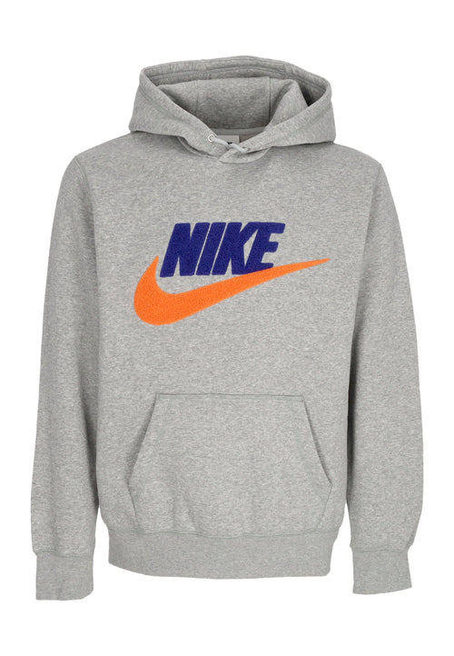 Nike Felpa Cappuccio Uomo Club Futura Hoodie Dk Grey Heather/lt Smoke Grey da uomo