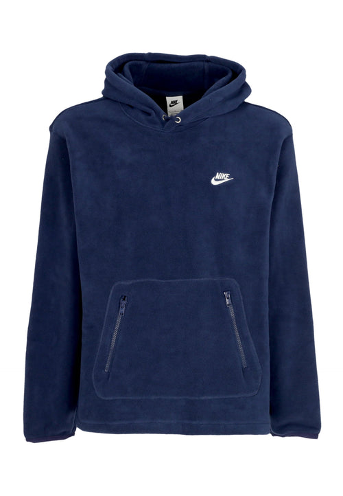 Nike Felpa Cappuccio Uomo Club Winterized Hoodie Midnight Navy/white da uomo