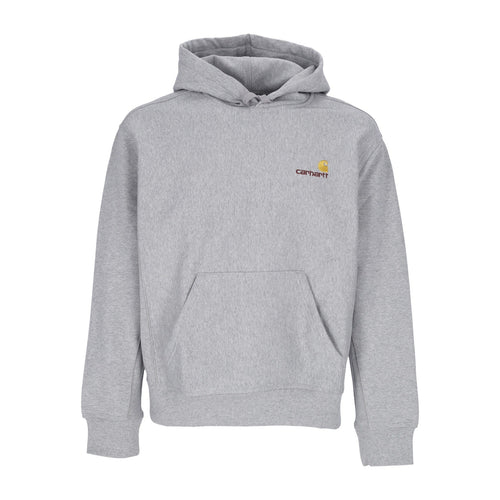 CARHARTT WIP Felpa Cappuccio Uomo Hooded American Script Grey Heather da uomo