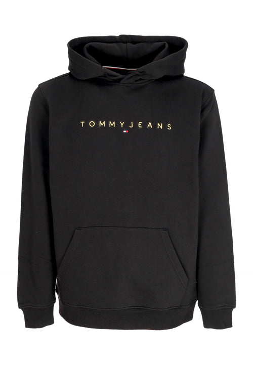 Tommy Hilfiger Felpa Cappuccio Uomo Linear Gold Hoodie Black da uomo
