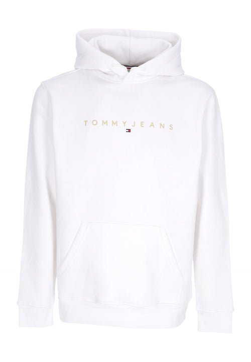 Tommy Hilfiger Felpa Cappuccio Uomo Linear Gold Hoodie White da uomo