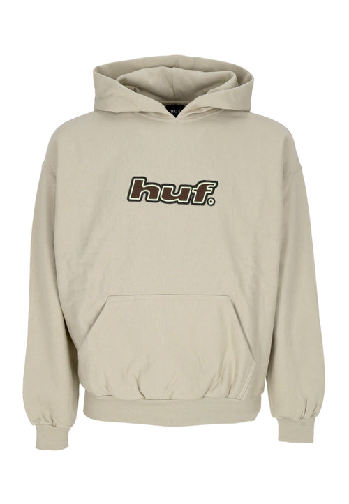 HUF Felpa Cappuccio Uomo Logo Applique Hooded Fleece Putty da uomo