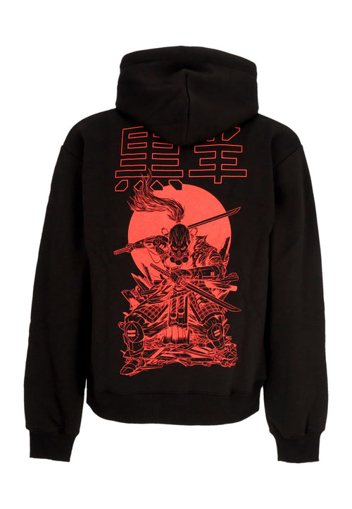 DOLLY NOIRE Felpa Cappuccio Uomo Miyamoto Musashi Outline Hoodie Black da uomo