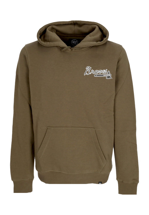 47 BRAND Felpa Cappuccio Uomo Mlb Backer Burnside Hoodie Atlbra Sandalwood da uomo
