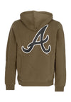 47 BRAND Felpa Cappuccio Uomo Mlb Backer Burnside Hoodie Atlbra Sandalwood da uomo