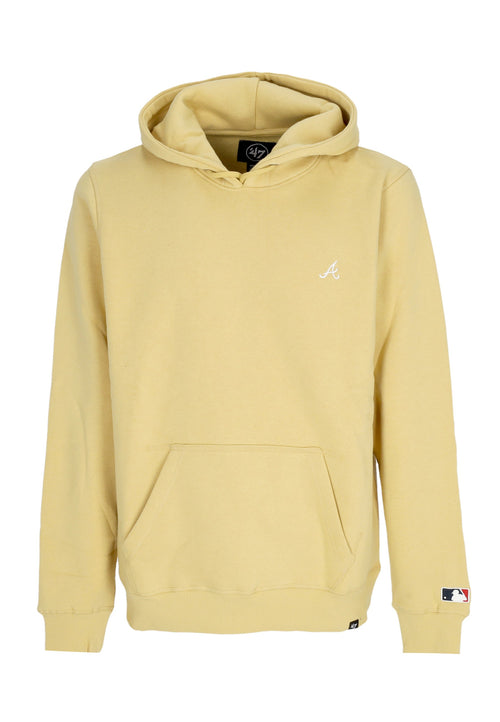 47 BRAND Felpa Cappuccio Uomo Mlb Base Runner Emb Burnside Hoodie Atlbra Light Gold da uomo