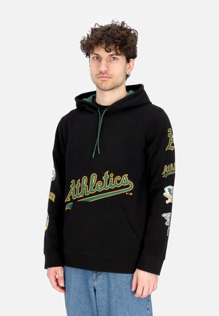 FANATICS BRANDED Felpa Cappuccio Uomo Mlb Fundamental Pullover Hoodie Oakath Black/dark Green da uomo