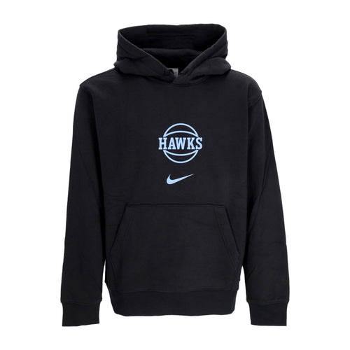 NIKE NBA Felpa Cappuccio Uomo Nba City Edition Club Hoodie Atlhaw Black da uomo