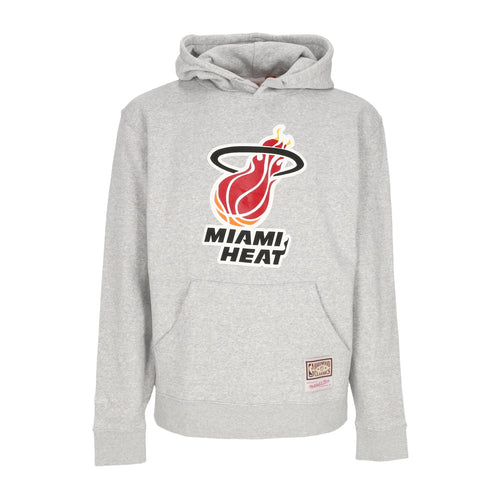 MITCHELL & NESS Felpa Cappuccio Uomo Nba Team Logo Hoodie Miahea Grey Marl da uomo