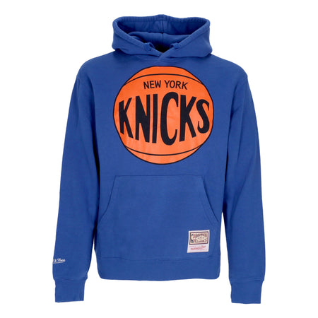 MITCHELL &amp; NESS Felpa Cappuccio Uomo Nba Team Logo Hoodie Neykni Royal da uomo