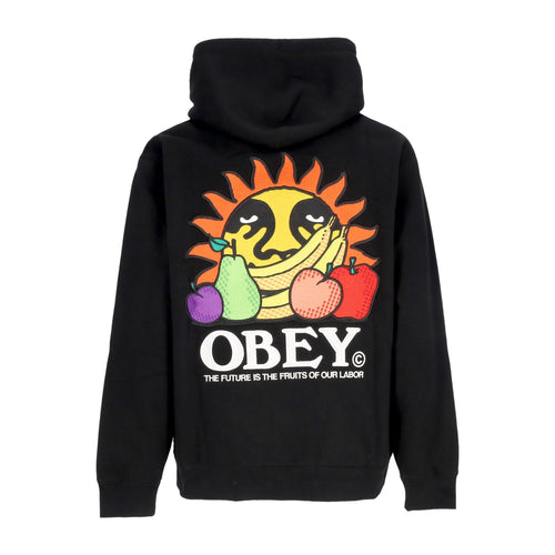 OBEY Felpa Cappuccio Uomo Our Labor Hoodie Fleece Black da uomo