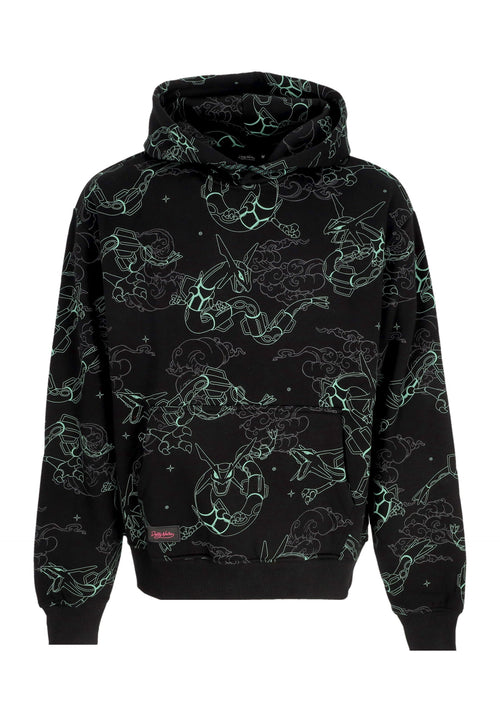 DOLLY NOIRE Felpa Cappuccio Uomo Rayquaza Pattern Hoodie Black da uomo