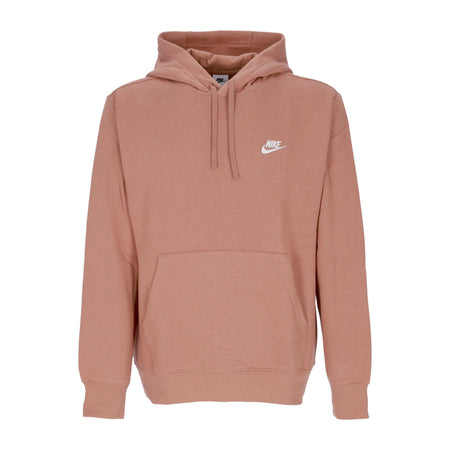 Nike Felpa Cappuccio Uomo Sportswear Club Fleece Hoodie Mineral Clay/mineral Clay/white da uomo