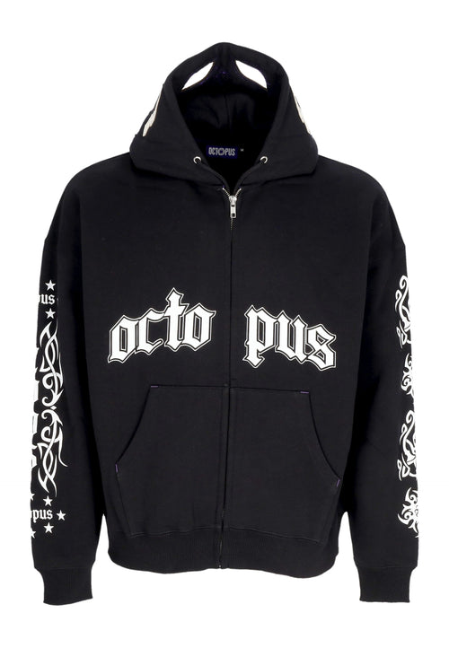 OCTOPUS Felpa Cappuccio Zip Uomo Lucha Libre Mask Full Zip Hoodie Black da uomo