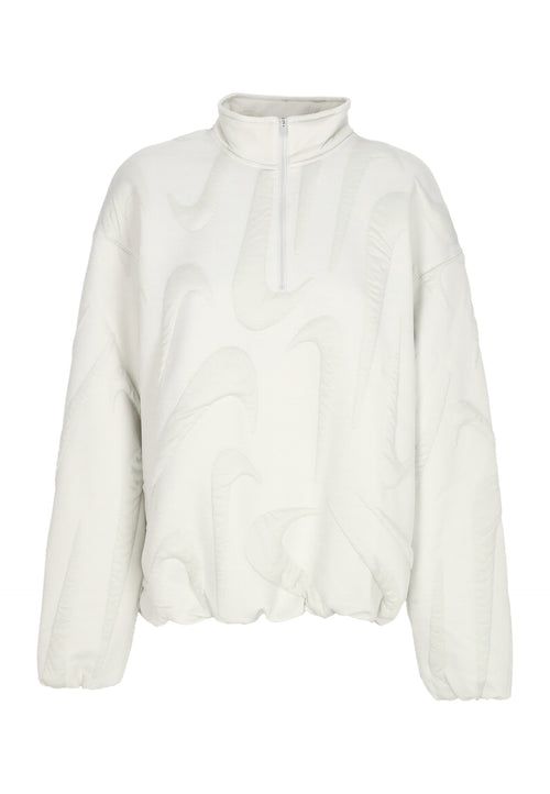 Nike Felpa Collo Alto Donna W Sportswear Oversized Cozy Quarter-zip Logo Crewneck Birch Heather/platinum Tint da donna