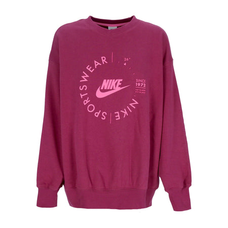 Nike Felpa Girocollo Donna Sportswear Fleece Oversized Utility Crewneck Rosewood da donna
