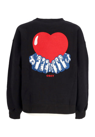 OBEY Felpa Girocollo Donna W Heart Crew Fleece Digital Black da donna