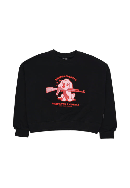 PROPAGANDA Felpa Girocollo Donna W Puppy Croptop Crewneck Black da donna