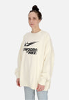 Nike Felpa Girocollo Donna W Sportswear Swoosh Big Logo Crewneck Coconut Milk/black da donna