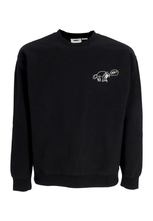 OBEY Felpa Girocollo Uomo Dog Doodle Crew Fleece Black da uomo