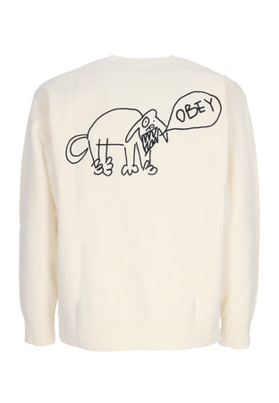 OBEY Felpa Girocollo Uomo Dog Doodle Crew Fleece Unbleached da uomo