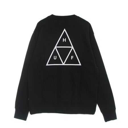 HUF Felpa Girocollo Uomo Essentials Tt Crew Black da uomo