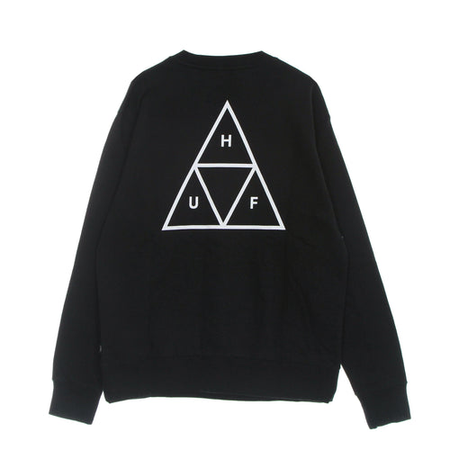 HUF Felpa Girocollo Uomo Essentials Tt Crew Black da uomo