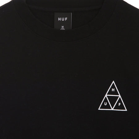 HUF Felpa Girocollo Uomo Essentials Tt Crew Black da uomo