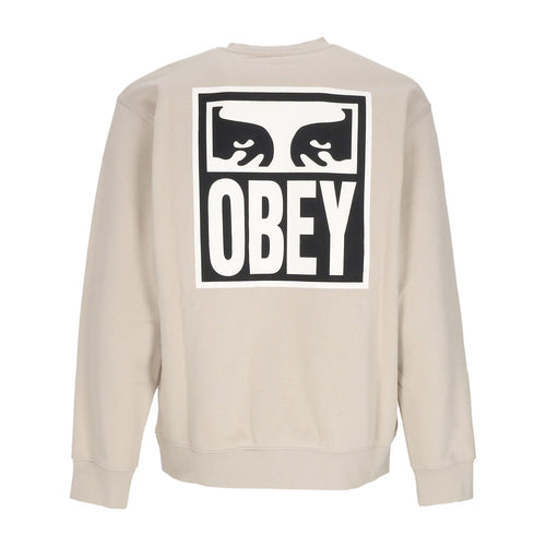 OBEY Felpa Girocollo Uomo Eyes Icon Crew Premium Fleece Silver Grey da uomo