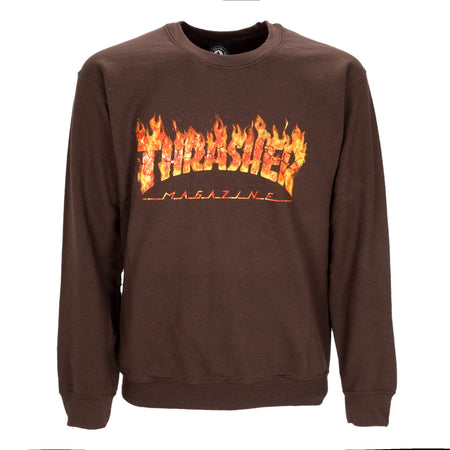 THRASHER Felpa Girocollo Uomo Inferno Crewneck Dark Chocolate da uomo
