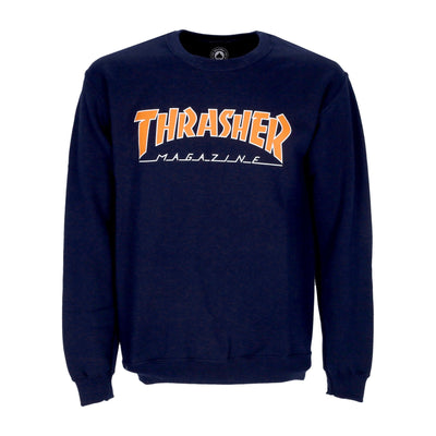 THRASHER Felpa Girocollo Uomo Outlined Crewneck Navy Orange da uomo