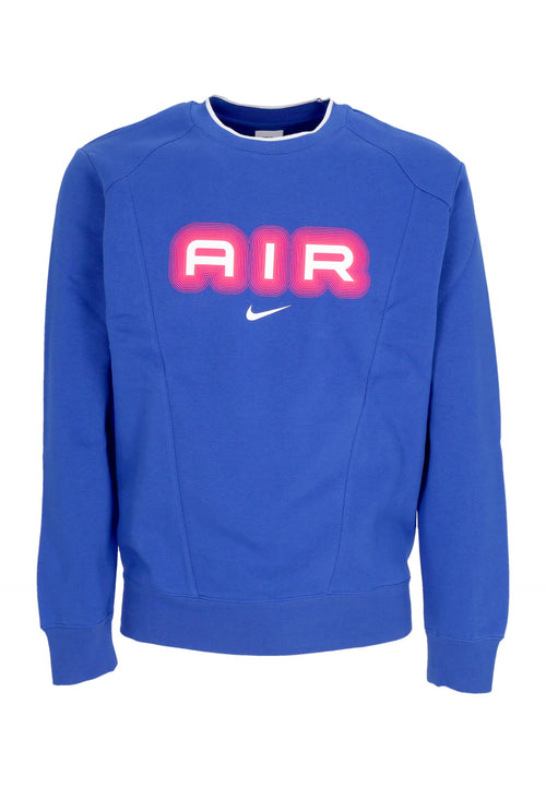 Nike Felpa Girocollo Uomo Sportswear Air Fleece Crewneck Game Royal/hyper Pink da uomo