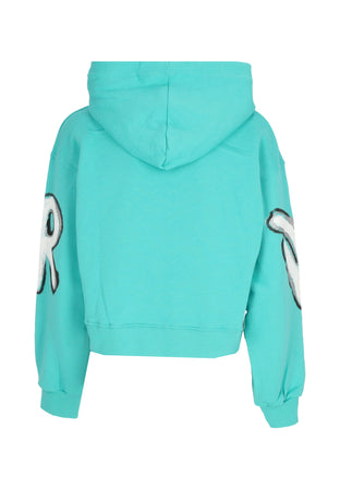 DISCLAIMER Felpa Leggera Cappuccio Corta Donna W Big Logo Crop Hoodie Mint da donna